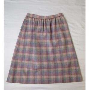 Vtg Young Pendleton Skirt 27in Waist Purple Pink Plaid Pocket Virgin Wool A Line